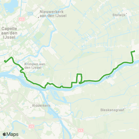 Qbuzz Bergambacht - Lekkerkerk - Rotterdam Capelsebrug map