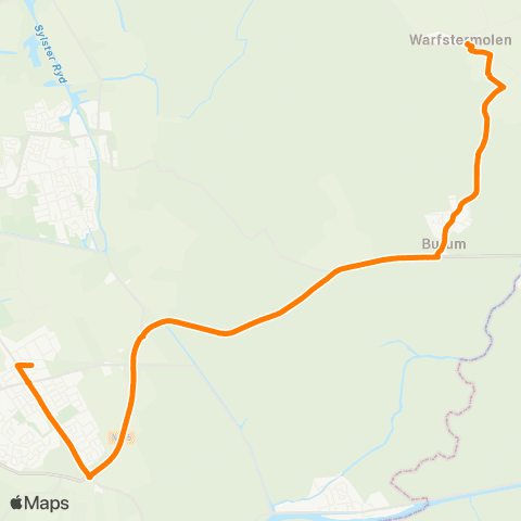 Qbuzz Warfstermolen - Buitenpost Station map