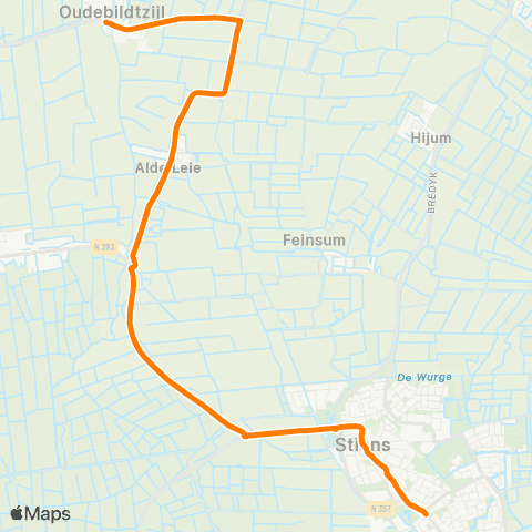 Qbuzz Oudebildtzijl - Stiens Wythusterwei map