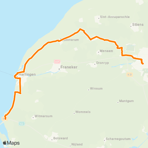 Qbuzz Kop Afsluitdijk - Harlingen - Leeuwarden map