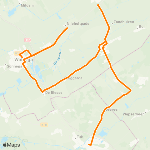 Qbuzz Wolvega - Noordwolde - Steenwijk map
