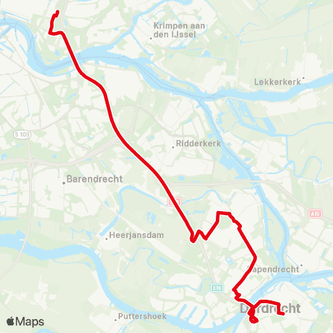 R-net R'dam Kralingse Zoom - H.I. Ambacht - Dordrecht map