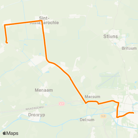 Qbuzz Minnertsga - St-Annaparochie - Leeuwarden map
