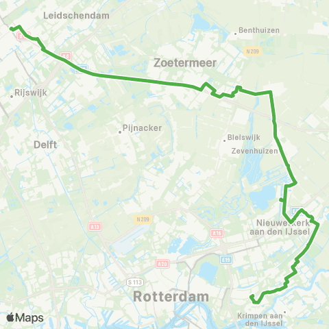 Qbuzz Den Haag - Lansingerland - Rotterdam Capelsebrug map