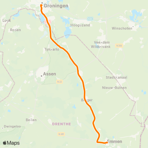 Qbuzz Emmen - Groningen map