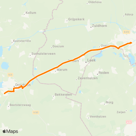 Qbuzz Drachten - Groningen map