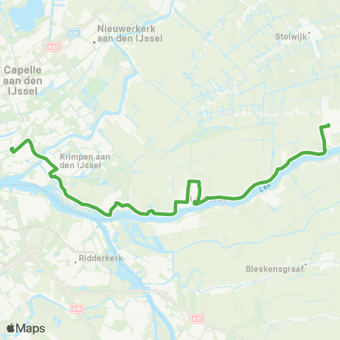 Qbuzz Bergambacht - Lekkerkerk - Rotterdam Capelsebrug map