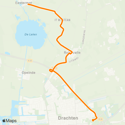 Qbuzz Eastermar - Drachten Transferium Oost map