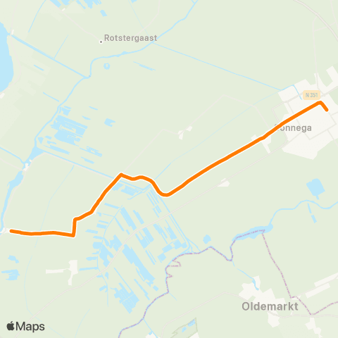 Qbuzz Langelille - Wolvega Station map