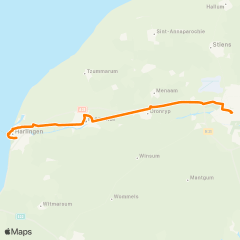Qbuzz Harlingen - Franeker - Leeuwarden map