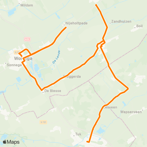 Qbuzz Wolvega - Noordwolde - Steenwijk map