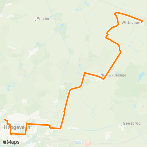 Qbuzz Buurtbus Witteveen - Nieuw Balinge - Hoogeveen map