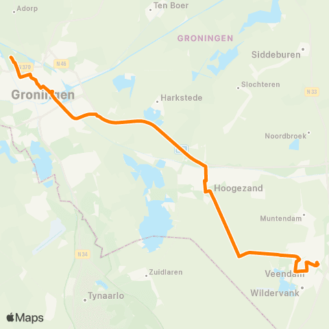 Qbuzz (Stadskanaal-) Veendam - Groningen map