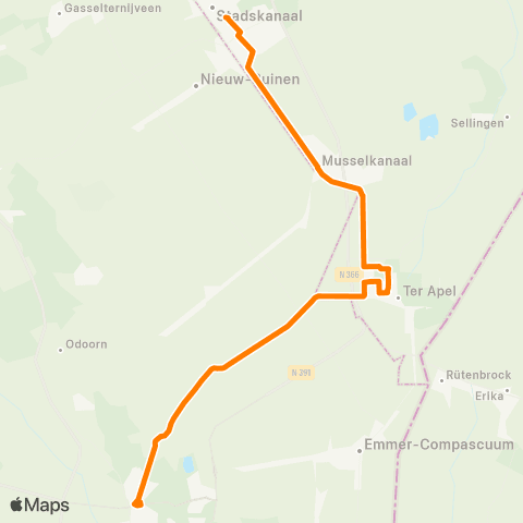 Qbuzz Emmen - Ter Apel - Veendam map