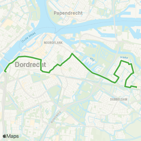 Qbuzz Oudelandshoek - Dordrecht CS - Centrum map