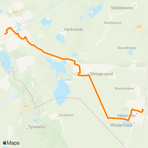 Qbuzz Nachtbus Veendam map