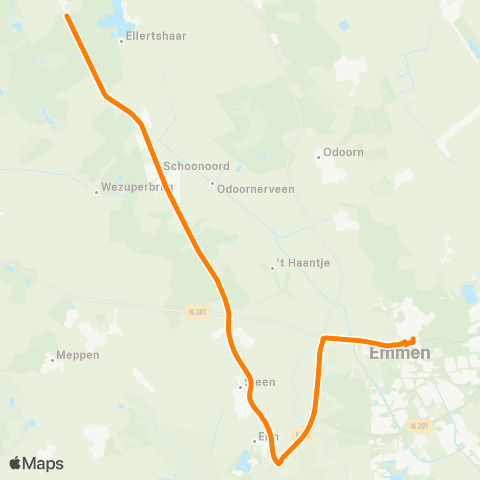 Qbuzz Emmen - Sleen ( - De Kiel) map