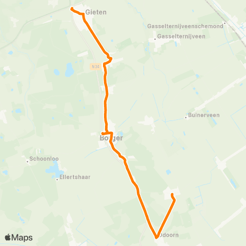 Qbuzz (Emmen - ) Exloo - Gieten map