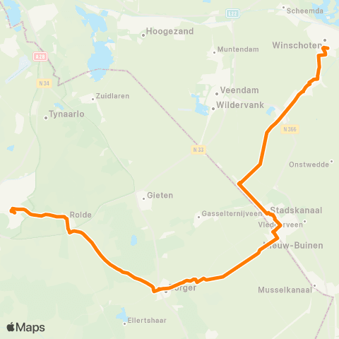 Qbuzz Stadskanaal - Borger - Assen map