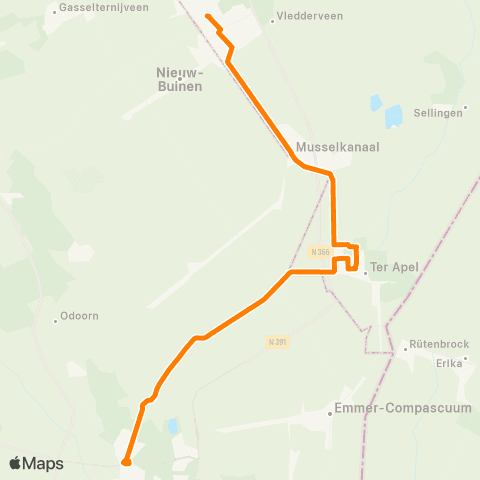 Qbuzz Emmen - Ter Apel - Stadskanaal map