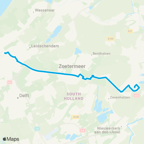 Qbuzz Waddinxveen - Bleiswijk - Den Haag map