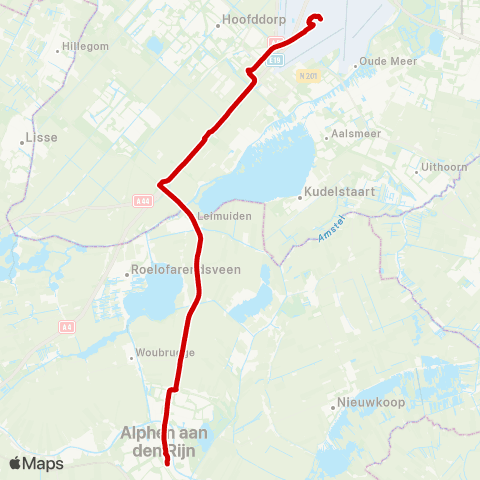 Qbuzz Nachtlijn Alpen a / d Rijn - Schiphol map
