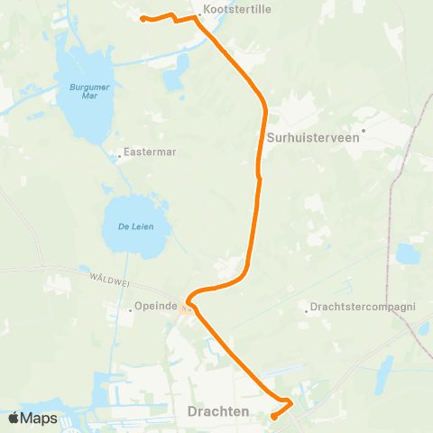Qbuzz Jistrum - Drachten Transferium Oost map