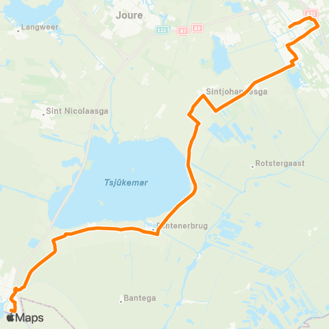 Qbuzz Lemmer - Sintjohannesga - Heerenveen map