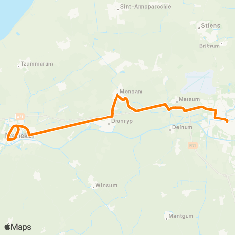 Qbuzz Franeker - Leeuwarden map