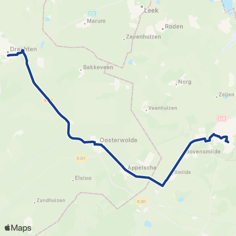 Qbuzz Drachten - Oosterwolde - Assen map