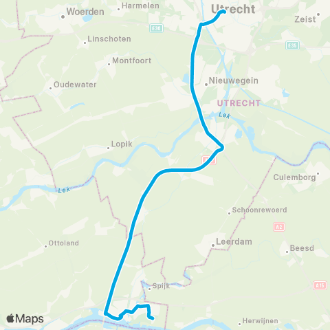 Qbuzz Gorinchem Dalem / Station - Vianen - Utrecht map