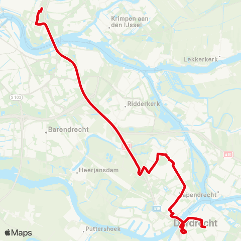 R-net R'dam Kralingse Zoom - H.I. Ambacht - Dordrecht map