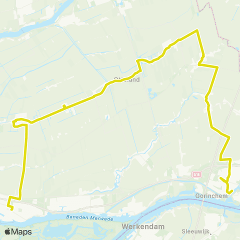 Qbuzz Sliedrecht - Ottoland - Gorinchem map