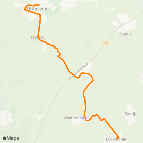 Qbuzz Buurtbus Uithuizen - Loppersum map