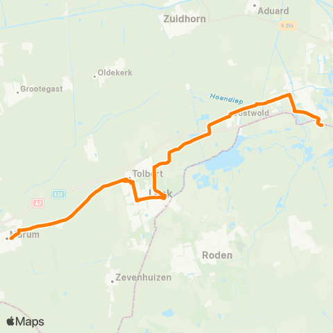 Qbuzz Buurtbus P+R Hoogkerk - Leek - Marum map