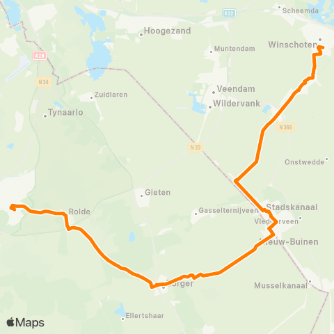 Qbuzz Stadskanaal - Borger - Assen map