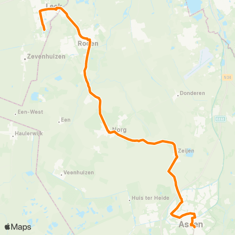 Qbuzz Assen - Leek map