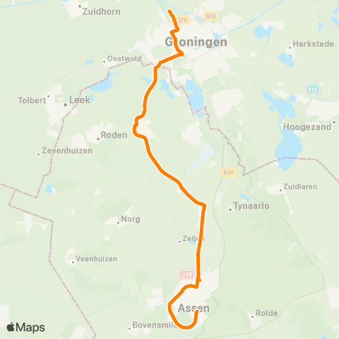 Qbuzz Assen - P+R Hoogkerk - Groningen Zernike map