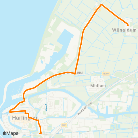 Qbuzz Wijnaldum - Harlingen Station map
