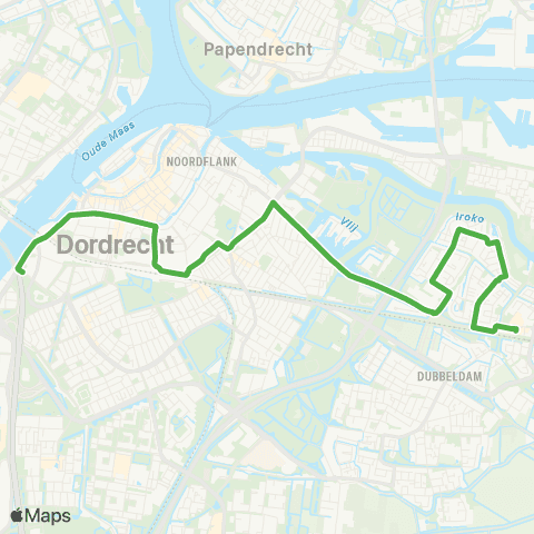 Qbuzz Oudelandshoek - Dordrecht CS - Centrum map