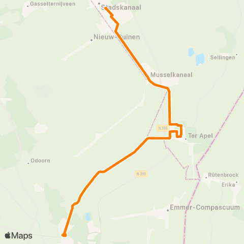 Qbuzz Emmen - Ter Apel - Veendam map