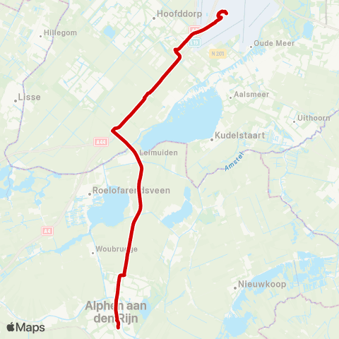Qbuzz Nachtlijn Alpen a / d Rijn - Schiphol map