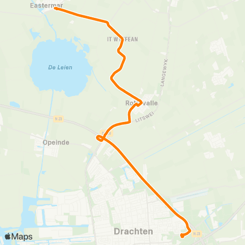 Qbuzz Eastermar - Drachten Transferium Oost map
