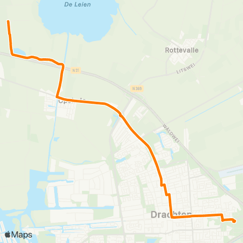 Qbuzz DeTike - Drachten Transferium Oost map