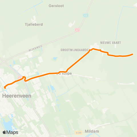 Qbuzz Jonkerslân - Heerenveen Busstation map