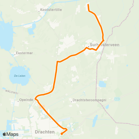 Qbuzz Augustinusga - Drachten Transferium Oost map