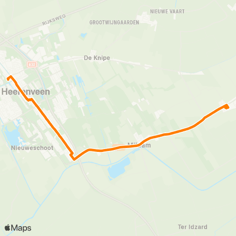 Qbuzz Nieuwehorne - Heerenveen Busstation map