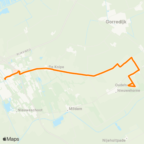 Qbuzz Oudehorne - Heerenveen Busstation map