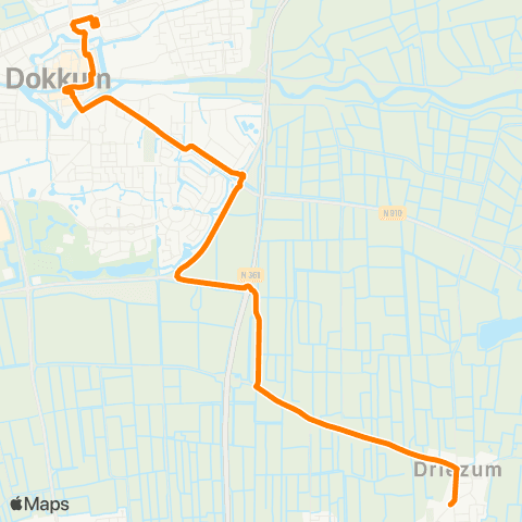 Qbuzz Driezum - Dokkum Busstation map