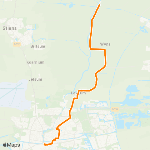 Qbuzz Bartlehiem - Leeuwarden Busstation map